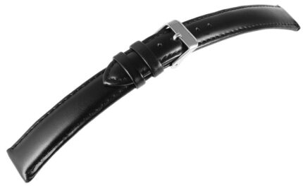 Echtleder Uhrenarmband, Edelstahl Dornschließe, schwarz, 12 ~ 24 mm