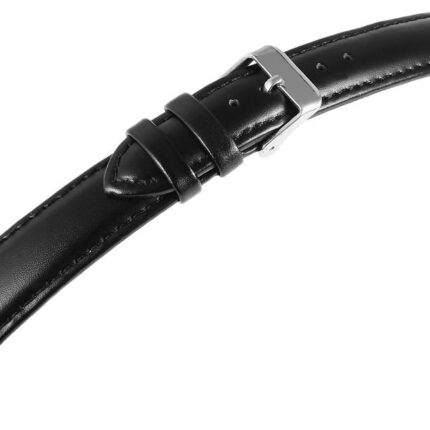 Echtleder Uhrenarmband, Edelstahl Dornschließe, schwarz, 12 ~ 24 mm