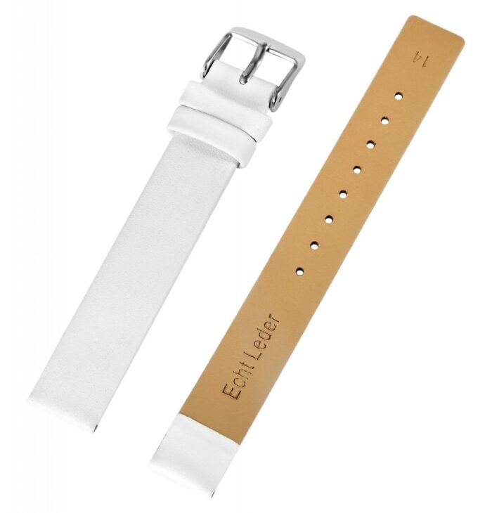 Echtleder-Uhrenarmband, nahtlos, weiß, 12 mm - 20 mm - Image 8
