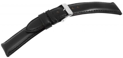Basic Echtleder Armband, Edelstahl Dornschließe, schwarz, 18~24 mm