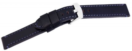 Echtleder-Uhrenarmband, dunkelblau, XL, 18 mm - 24 mm