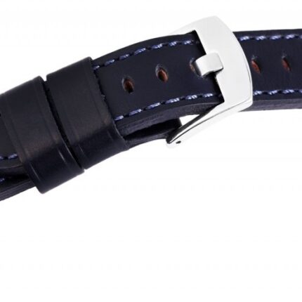 Echtleder-Uhrenarmband, dunkelblau, XL, 18 mm - 24 mm