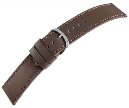 Echtleder-Uhrenarmband, dunkelbraun, 18 mm - 24 mm