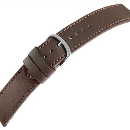 Echtleder-Uhrenarmband, dunkelbraun, 18 mm - 24 mm