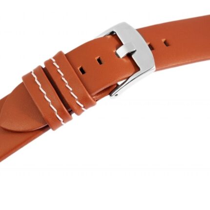 Echtleder-Uhrenarmband, hellbraun, weiße Naht, 18 mm - 24 mm