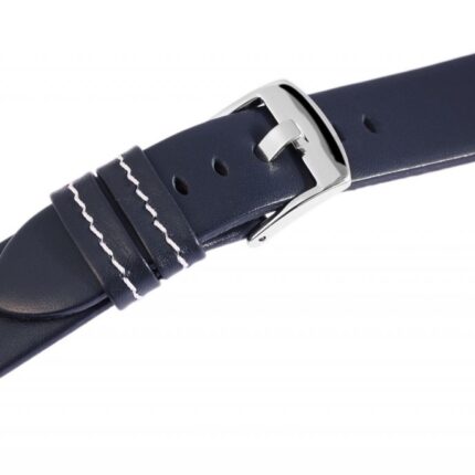 Echtleder-Uhrenarmband, dunkelblau, weiße Naht, 18 mm - 24 mm