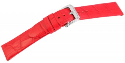 Echtleder-Uhrenarmband, rot, Krokooptik, 16 mm - 26 mm