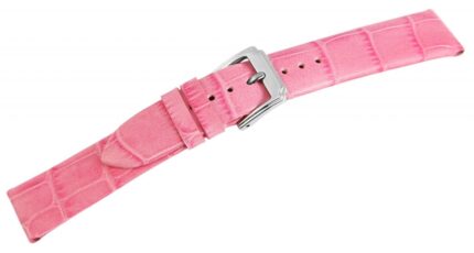 Echtleder-Uhrenarmband, rosa, Krokooptik, 16 mm - 26 mm