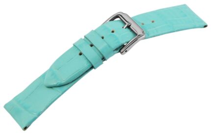Echtleder-Uhrenarmband, türkis, Krokooptik, 16 mm - 26 mm