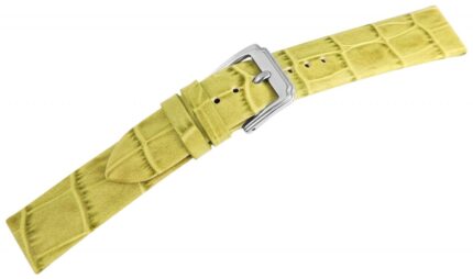 Echtleder-Uhrenarmband, grün, Krokooptik, 16 mm - 26 mm