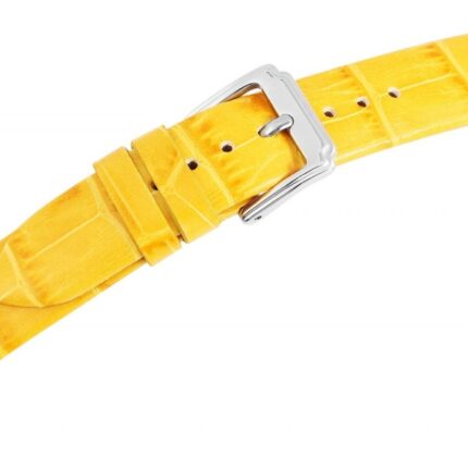 Echtleder-Uhrenarmband, gelb, Krokooptik, 16 mm - 26 mm
