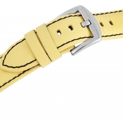 Echtleder-Uhrenarmband, gelb, schwarze Naht, 22 mm / 26 mm