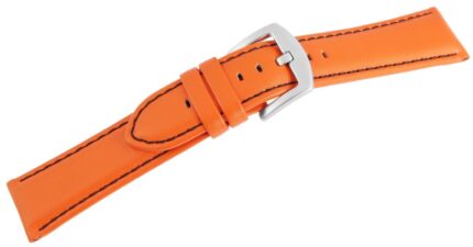 Echtleder-Uhrenarmband, orange, schwarze Naht, 22 mm / 26 mm