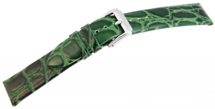 Echtleder-Uhrenarmband, dunkelgrün, Krokooptik, 16 mm - 26 mm