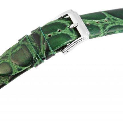 Echtleder-Uhrenarmband, dunkelgrün, Krokooptik, 16 mm - 26 mm