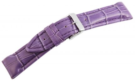 Echtleder-Uhrenarmband, lila, Krokooptik, 20 mm / 22 mm