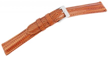 Echtleder-Uhrenarmband, braun, Schlangenoptik, 16 mm