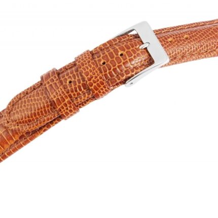 Echtleder-Uhrenarmband, braun, Schlangenoptik, 16 mm