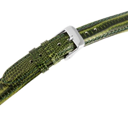 Echtleder-Uhrenarmband, dunkelgrün, Schlangenoptik, 16 mm
