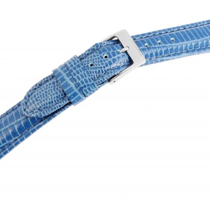Echtleder-Uhrenarmband, blau, Schlangenoptik, 16 mm