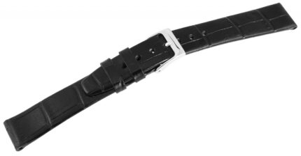 Echtleder-Uhrenarmband, schwarz, Schlangenoptik, 16 mm
