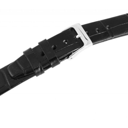 Echtleder-Uhrenarmband, schwarz, Schlangenoptik, 16 mm