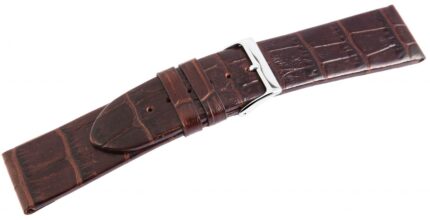 Echtleder-Uhrenarmband, dunkelbraun, Krokooptik, 22 mm - 26 mm