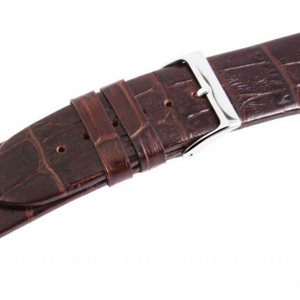 Echtleder-Uhrenarmband, dunkelbraun, Krokooptik, 22 mm - 26 mm