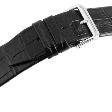 Echtleder-Uhrenarmband, schwarz, Krokooptik, 22 mm - 26 mm