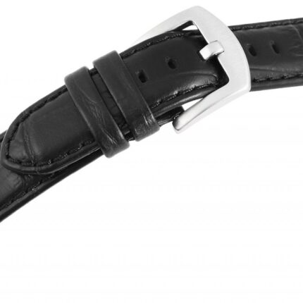 Echtleder-Uhrenarmband, schwarz, Krokooptik, 20 mm / 22 mm