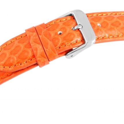 Echtleder-Uhrenarmband, orange, Schlangenoptik, 20 mm