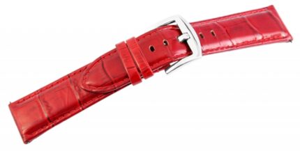 Echtleder-Uhrenarmband, rot, Krokooptik, 22 mm / 26 mm