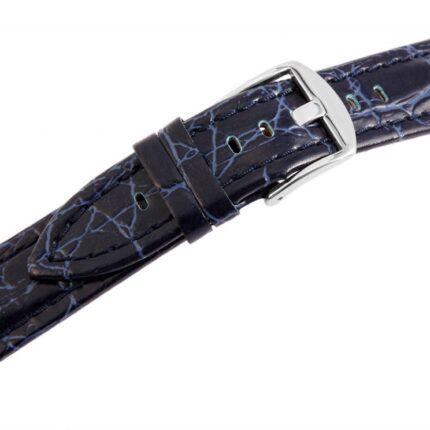 Echtleder-Uhrenarmband, dunkelblau, Schlangenoptik, 22 mm