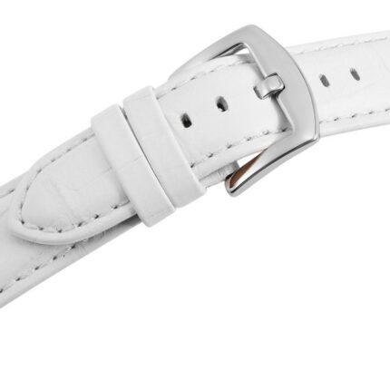 Echtleder-Uhrenarmband, weiß, Krokooptik, 22 mm