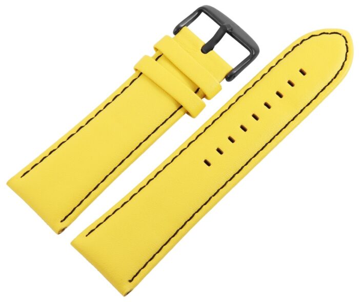 Echtleder-Uhrenarmband, gelb, schwarze Naht, 26 mm - Image 2