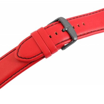 Echtleder-Uhrenarmband, rot, schwarze Naht, 26 mm
