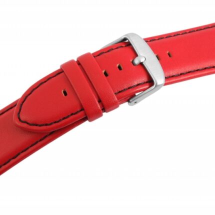 Echtleder-Uhrenarmband, rot, schwarze Naht, 26 mm