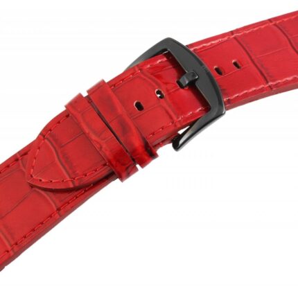 Echtleder-Uhrenarmband, rot, Krokooptik, 26 mm