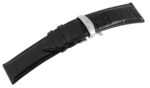 Echtleder-Uhrenarmband, schwarz, Krokooptik, Butterfly-Faltschließe, 26 mm