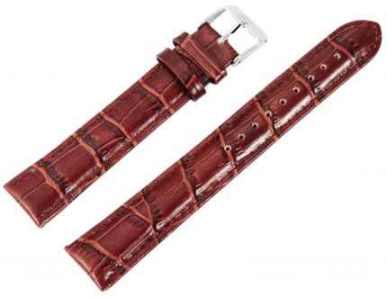 Echtleder-Uhrenarmbänder, braun, Krokooptik, VE 10, 18 mm