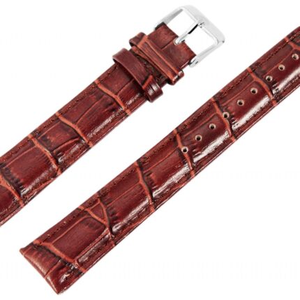 Echtleder-Uhrenarmbänder, braun, Krokooptik, VE 10, 18 mm