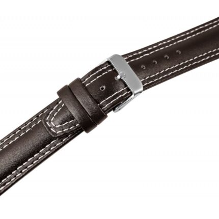 Echtleder-Uhrenarmbänder, dunkelbraun, weiße Naht, VE 10, 20 mm
