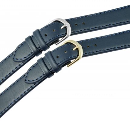 Echtleder-Uhrenarmbänder, dunkelblau, blaue Naht, VE 12, 10 mm - 22 mm