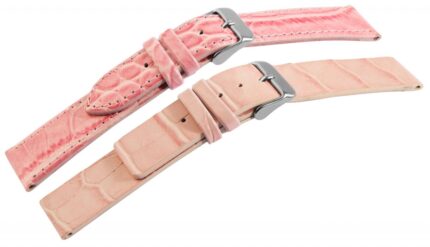 Lederimitation-Uhrenarmbänder, rosa, Krokooptik, VE 12, 12 mm - 20 mm