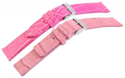 Lederimitation-Uhrenarmbänder, pink, Krokooptik, VE 12, 12 mm - 18 mm