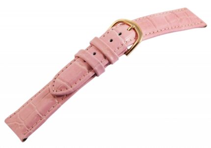 Echtleder-Uhrenarmbänder, rosa, Krokooptik, VE 12, 18 mm
