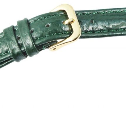 Echtleder-Uhrenarmband, dunkelgrün, Haifischoptik, 10 mm - 12 mm