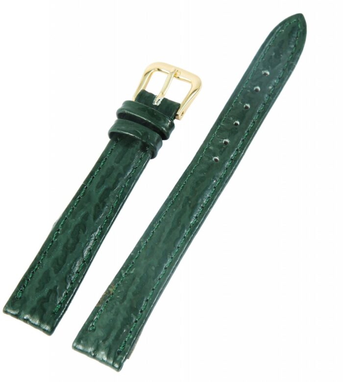 Echtleder-Uhrenarmband, dunkelgrün, Haifischoptik, 10 mm - 12 mm - Image 2