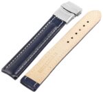 Echtleder-Uhrenarmband, blau, weiße Naht, Faltschließe, 16 mm - 20 mm - Image 3