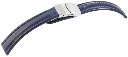 Echtleder-Uhrenarmband, blau, Faltschließe, 16 mm - 24 mm
